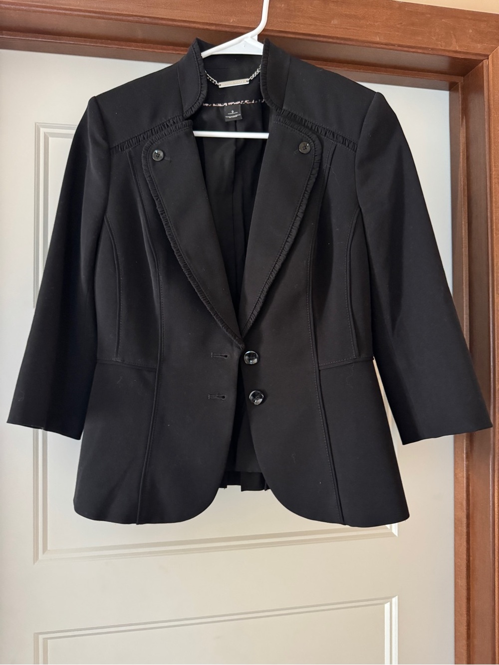 White House Black Market Black Fitted Blazer with Decorative Stitching